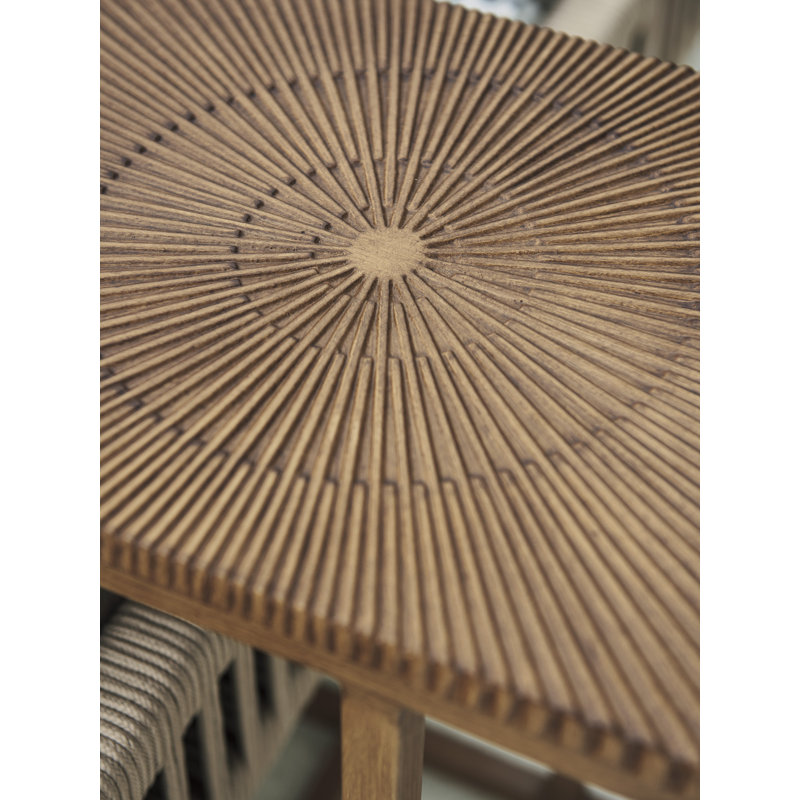 Transitional Brown Teak-Finish Aluminum Side Table 12"x18"