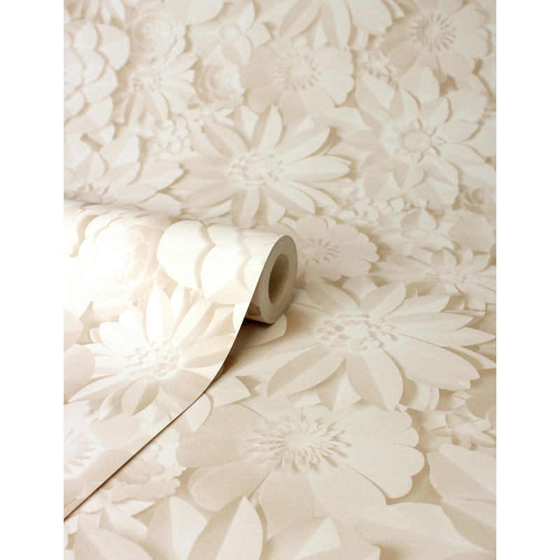 Papier peint floral Dacre, Crème, crème