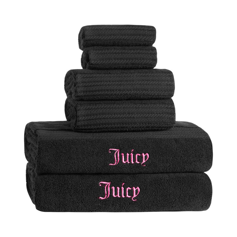 Juicy Couture Alyssa Bath Towels 6-Piece, Black