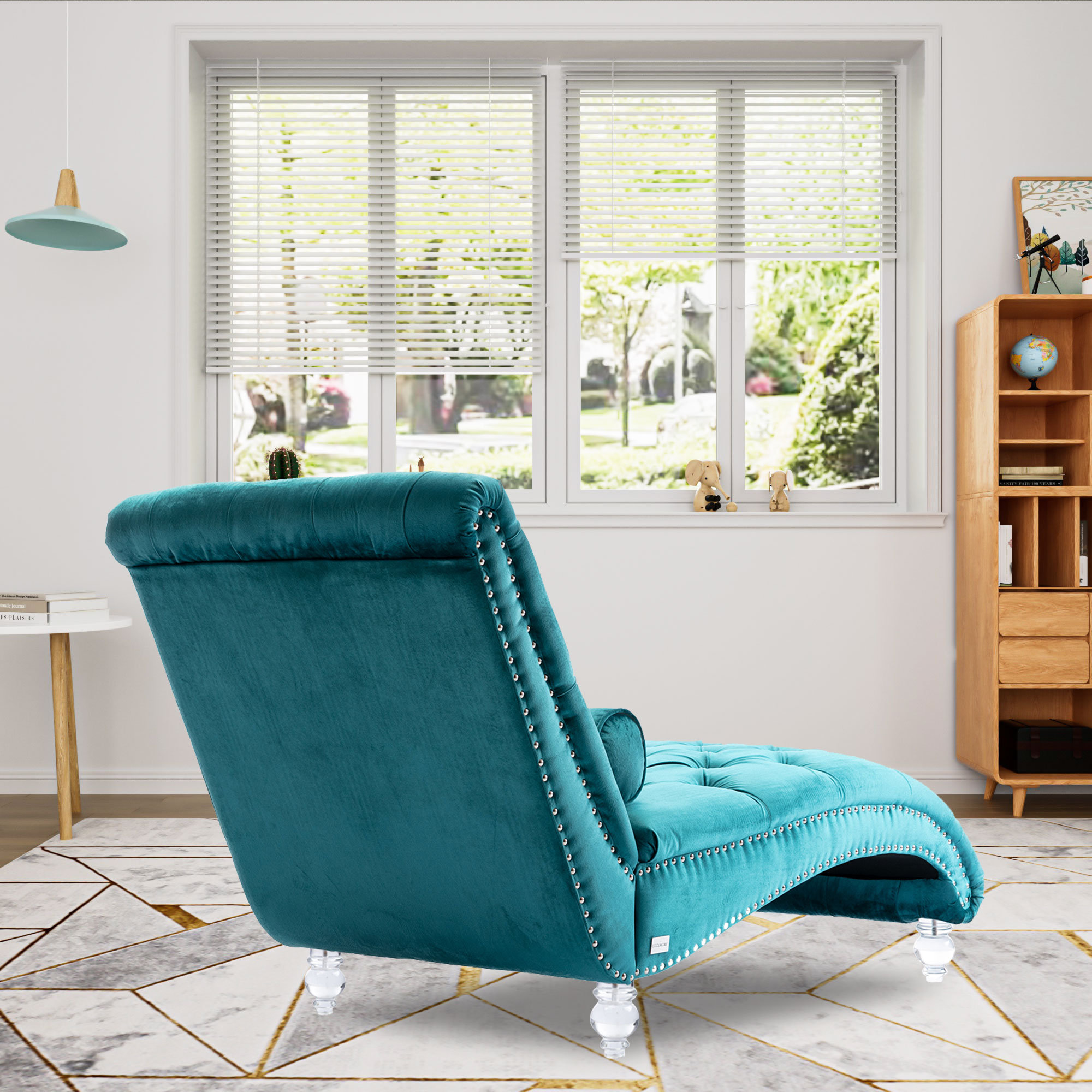 Teal chaise lounge discount chair