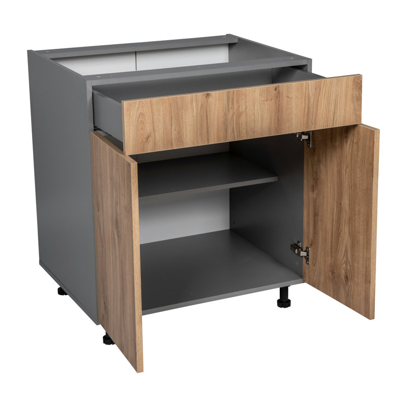 Open 34.5'' H Particleboard Standard Base Cabinet Ready-to-Assemble, Black Matte, 34.5" H x 24" W