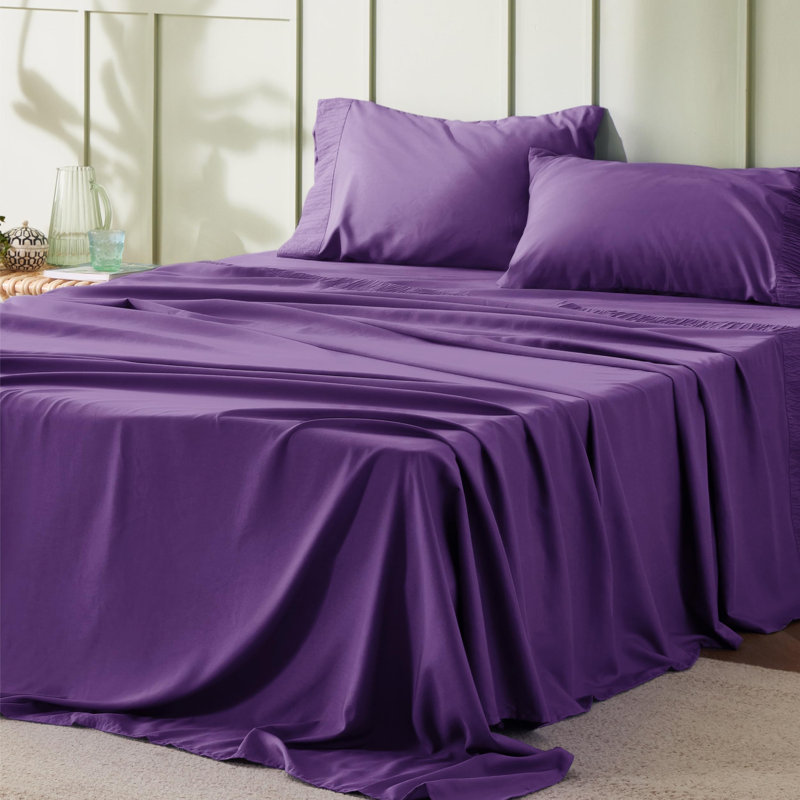 Bedsure Polyester Microfiber Sheet Set Hotel Luxury Sheets, Easy Care Cooling Bed Sheet Set 84GSM(101" x 107")GentleSoft™️