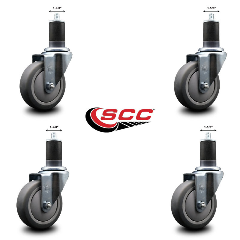 Ensemble de roulettes extensibles pivotantes en caoutchouc et en caoutchouc thermoplastique SCC NB 4 po x 1-5 / 8 po