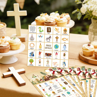 Bible Bingo Game, 38Pcs Bible Bingo Game for Church and Family