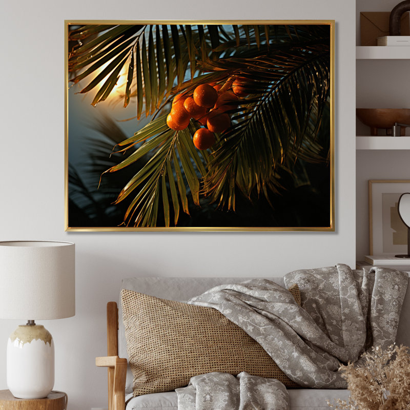 «Palm Trees Palm I», reproduction sur toile, H 30 po x l 40 po x P 1,5 po, Cadre flottant doré