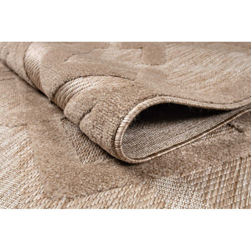 Tapis d'extérieur contemporain géométrique beige, Rectangle 9 pi x 12 pi 5 po