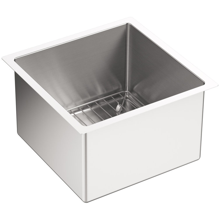 Strive 15" L x 15" W Under-Mount Bar Sink with Basin Rack
