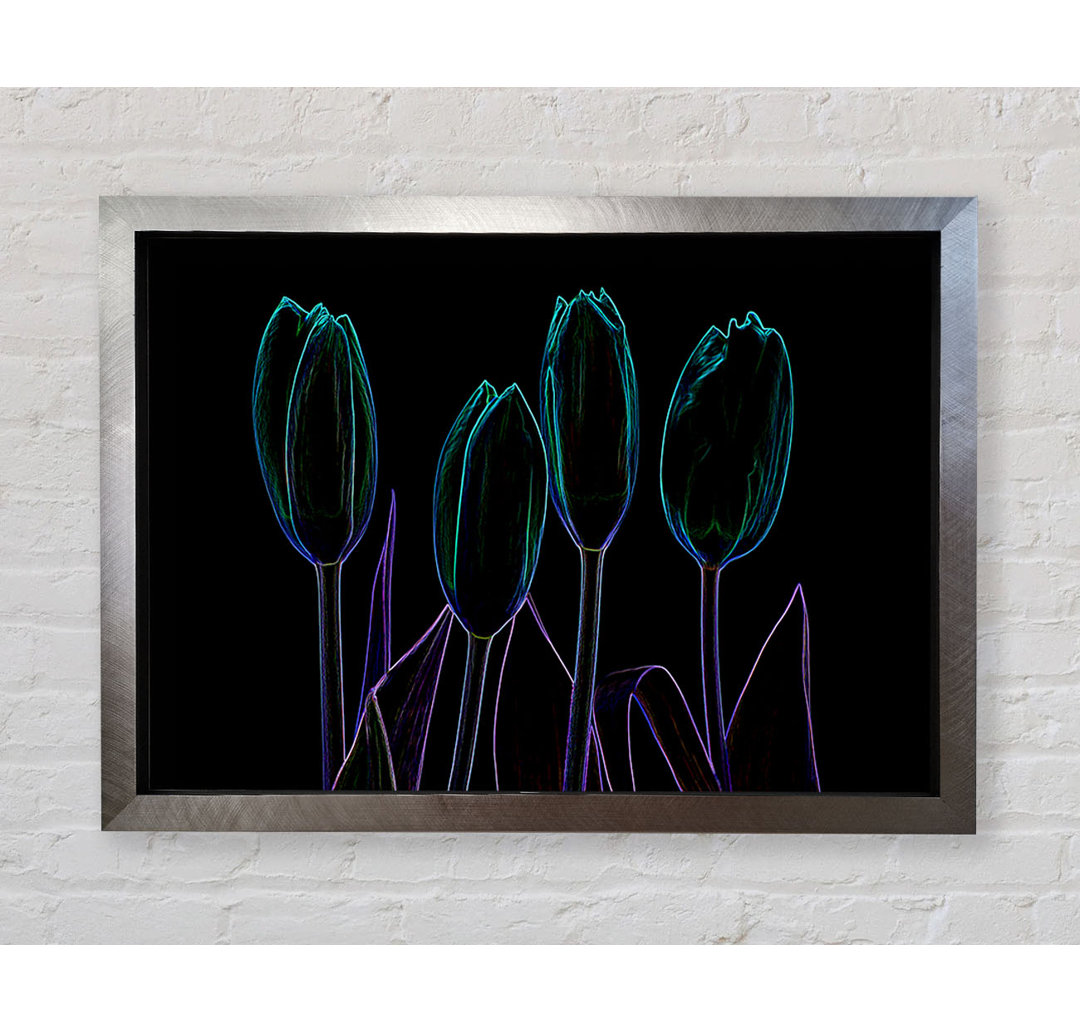 Gerahmtes Leinwandbild Abstract Neon Floral 30