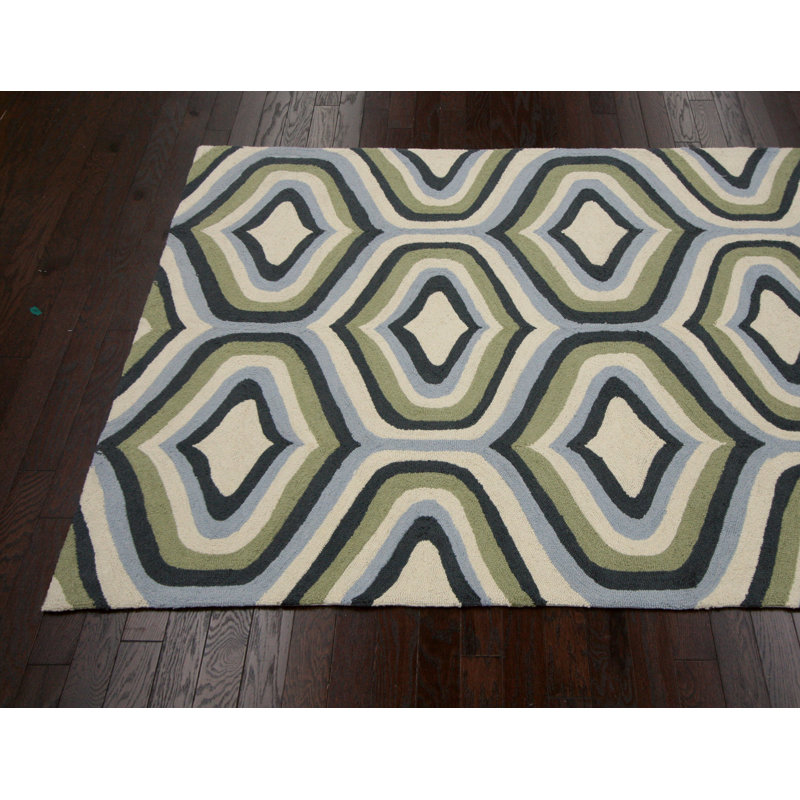 Dempsey Hand Hooked Geometric Indoor Rug, 5' x 8'