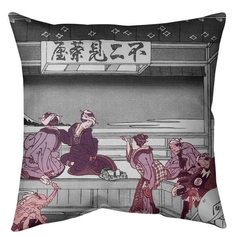 Coussin Yoshida at Tokaido, 28 po x 28 po, Rouge