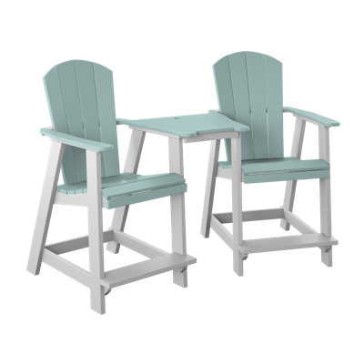  Ensemble de table Tete-A-Tete. Sauge et blanc