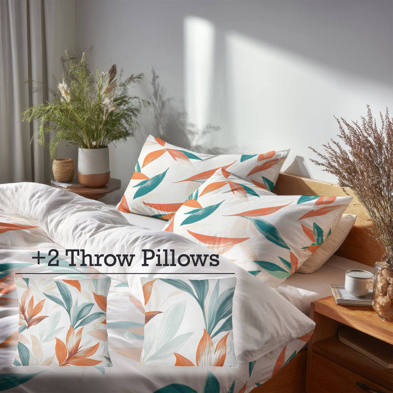 Ensemble de housse de couette et coussin décoratif Coastal Literie de 5 - Floral Paradise Petal