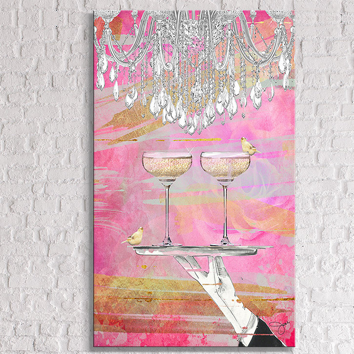 « bravos » par par jodi, impression sur toile tendue rose, H 48 po x l 28 po x P 1,5 po