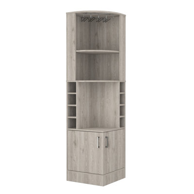 Armoire à boissons autoportante grise avec 8 bouteilles de vin à 2 tablettes pour une organisation efficace