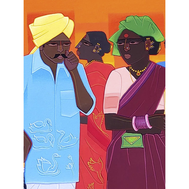 Une discussion profonde | Acrylique sur toile | Par Tailor Srinivas