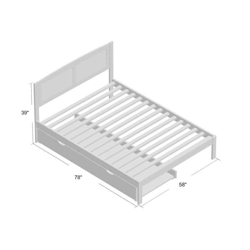 Hagen Solid Wood Platform Bed with Trundle, Full