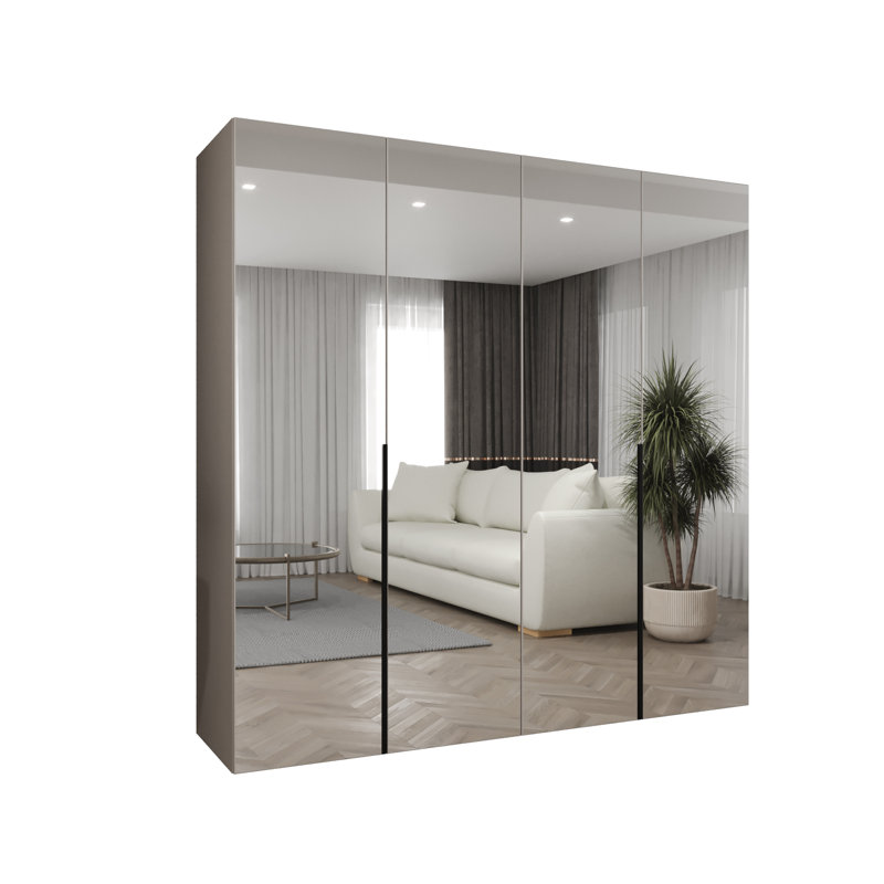 Manufactured Wood Wardrobe, cashmere + handles: black