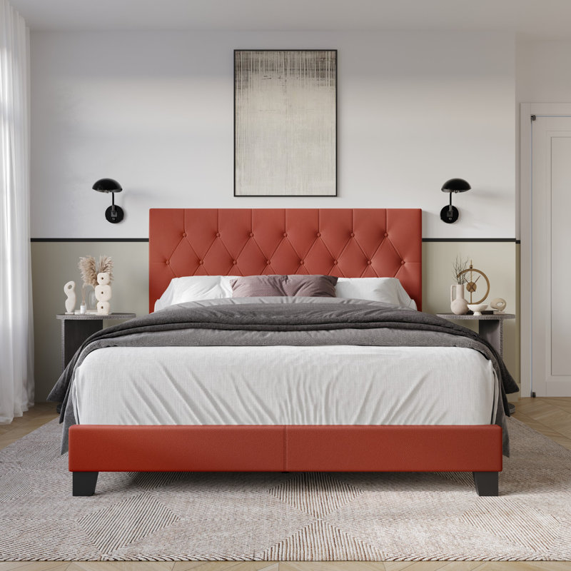 Lit tapissier Araseli, Grand, Rouge