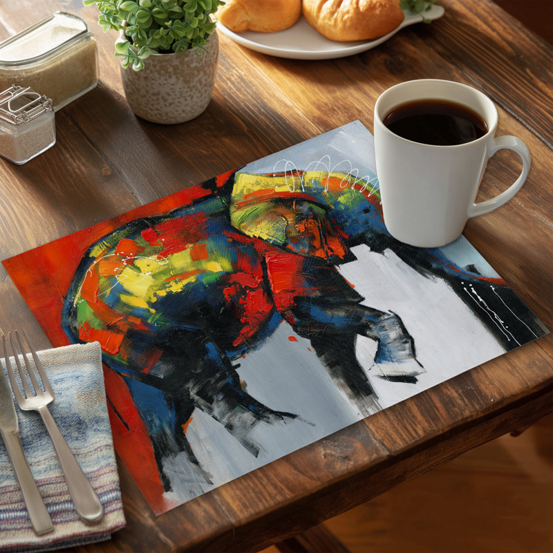 Blue Bedroom Animals Placemat - Colorful Elephant Home Decor