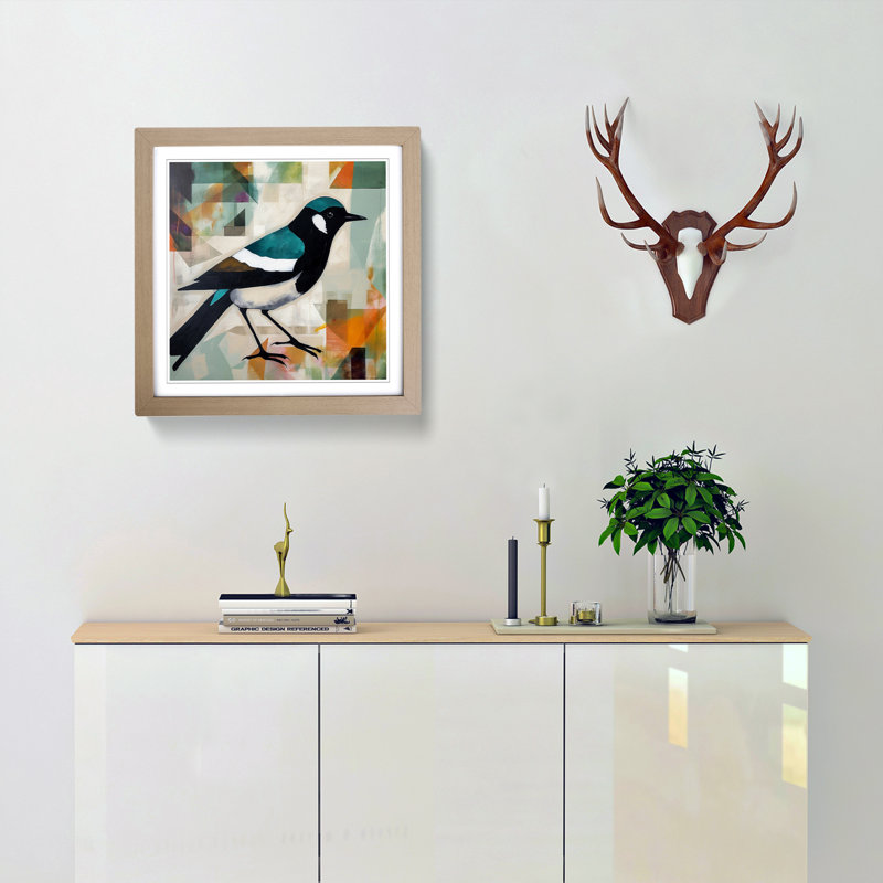 Magpie Bauhaus - Framed Print, Oak