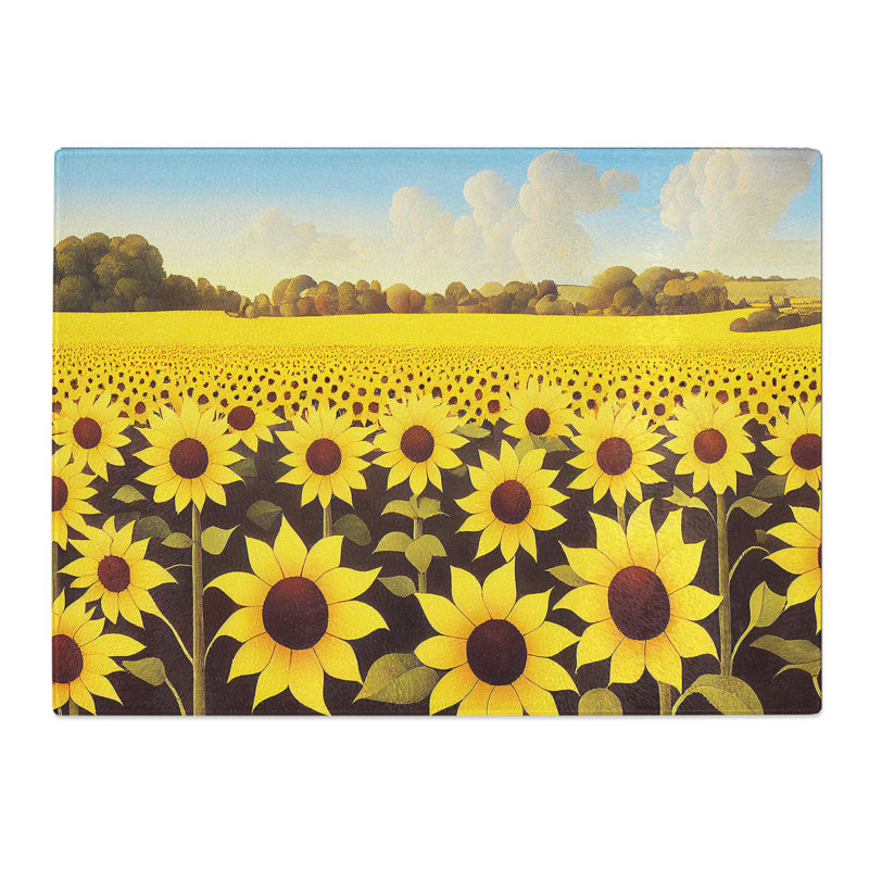 Glorious Sunflower Field  Glass Chopping Board