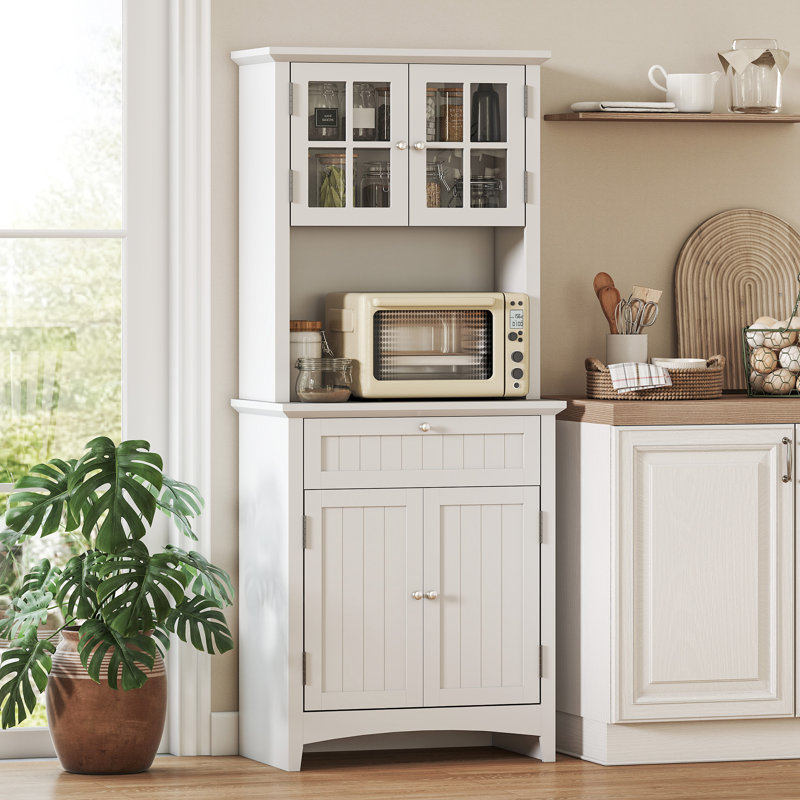 Garde-manger avec tablettes, portes et tiroirs, Blanc