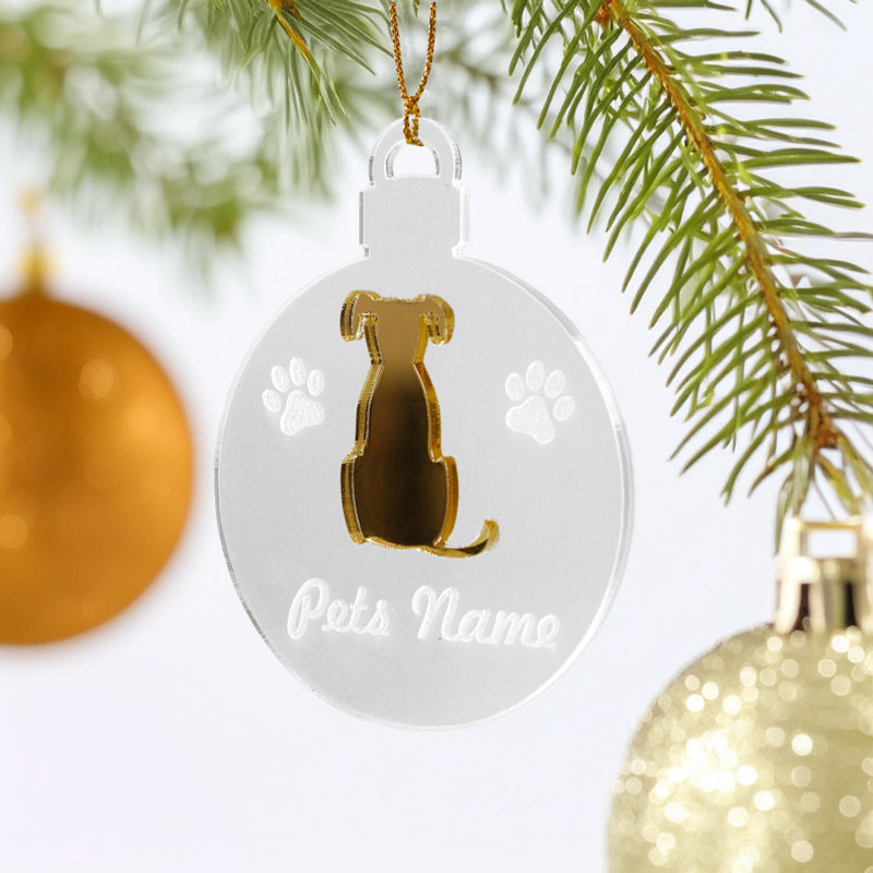 Personlised Dog Bauble Anash Decoration, Gold Reflective