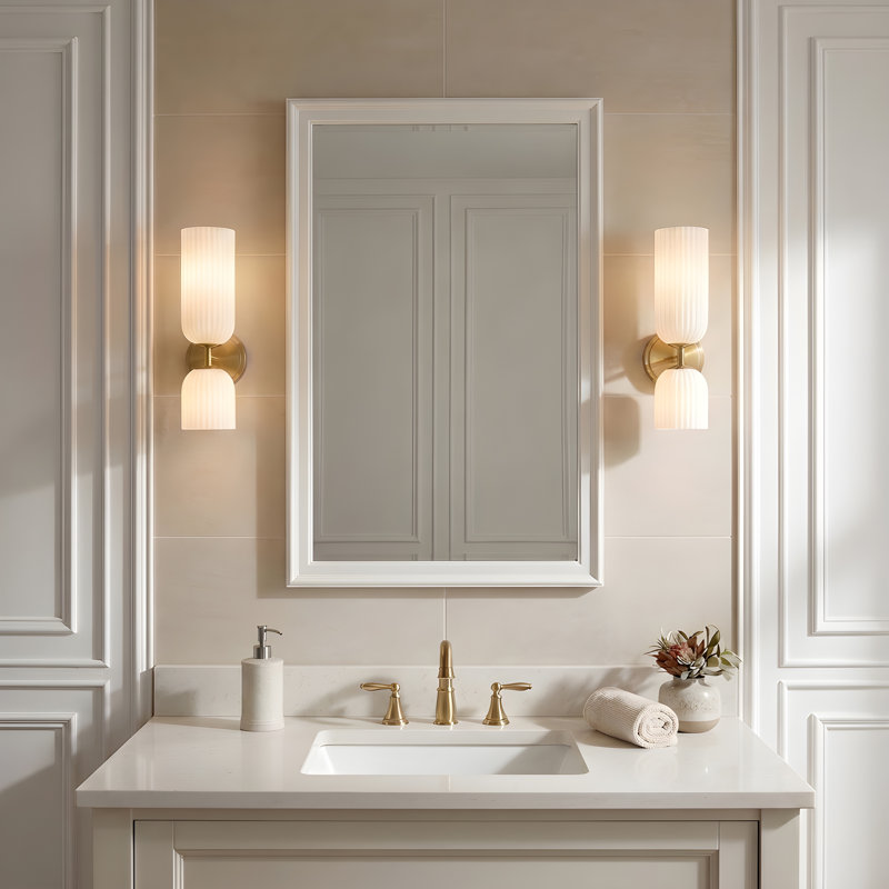 Refined Two-Light Ribbed Glass Bath Vanity Sconce, Clear