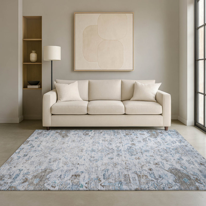 Tapis de qualité supérieure lavable à la machine Mayfield Global, Ciel, 3 pi x 5 pi