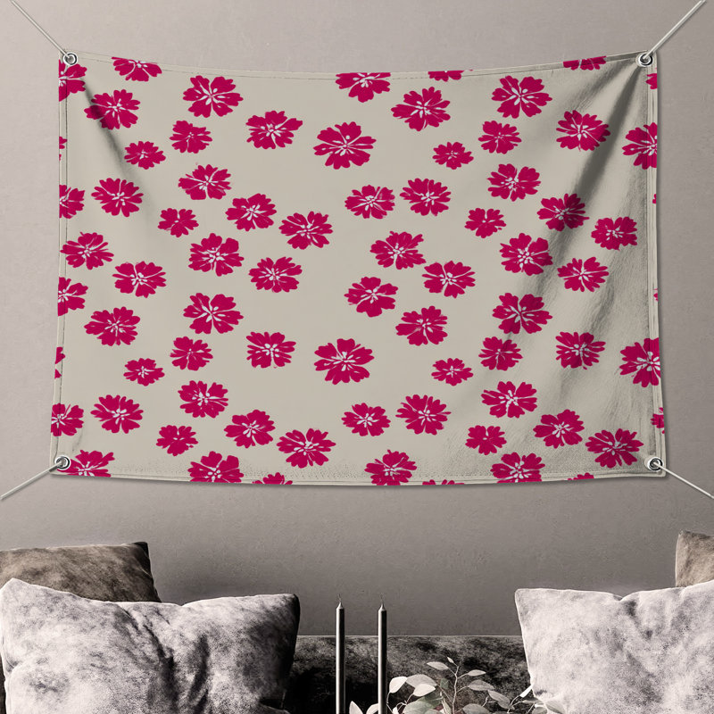 Tapisserie murale florale - motifs muraux décoratifs, H 50 po x l 60 po avec 4 œillets
