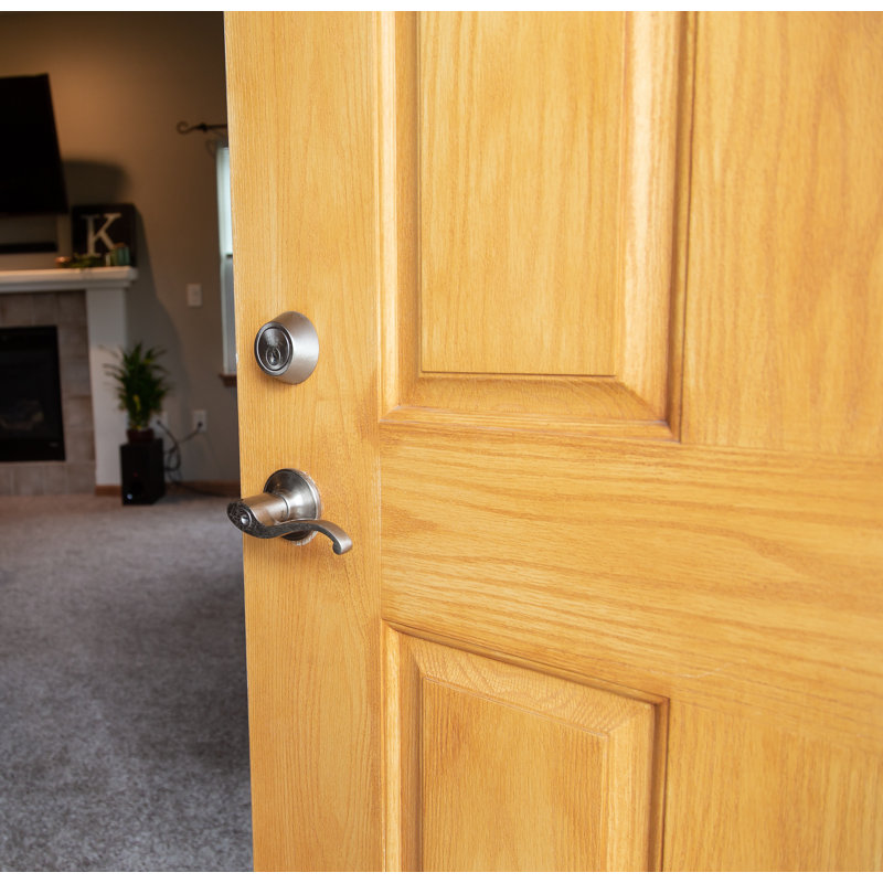 Pro Scroll Entry Lever, Satin Nickel