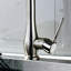 Robinet de cuisine contemporain à usage commercial - Nickel brossé, robinet escamotable, soupape en nickel à empreinte digitale