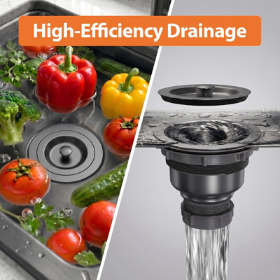Kitchen Drain Assembly Kit with Removable Deep Sink Strainer Basket and Drain Sealing Stopper Lid Stainless Steel Sink Drain Strainer
