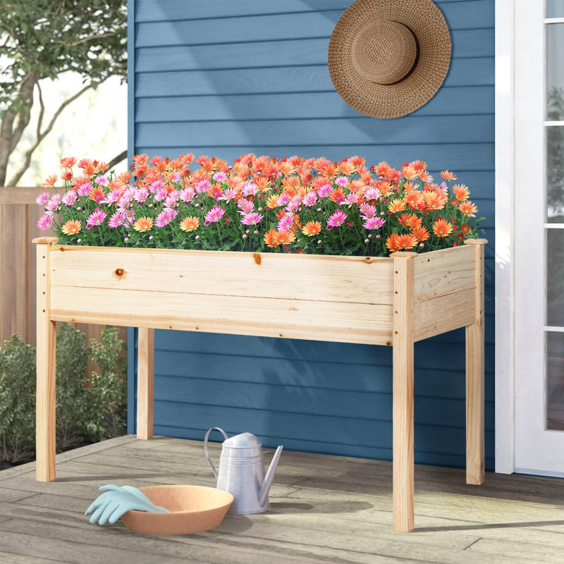 Merseles Wood Outdoor Elevated Planter