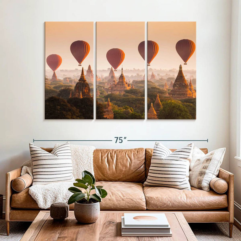 Mehar Balloons Over Bagan Temples, 42" H x 65" W