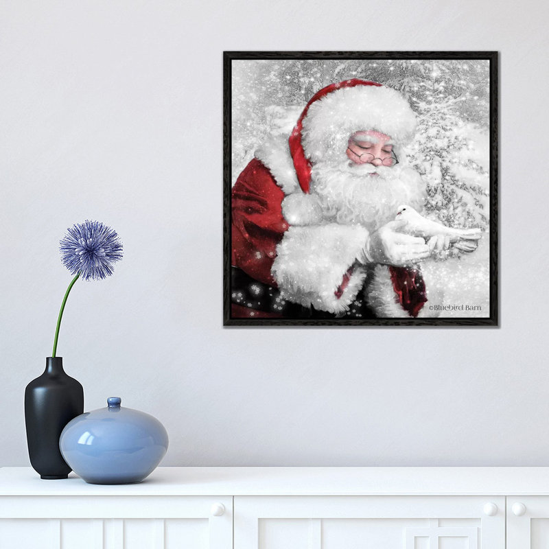 Santa's Little Friend by Bluebird Barn - Print on Canvas, 45.72 cm H x 45.72 cm W, Black Framed
