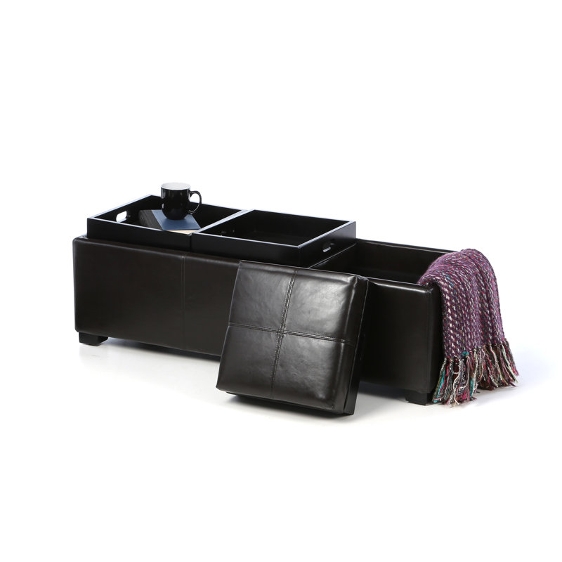 Faux Leather Ottoman, Brown Faux Leather
