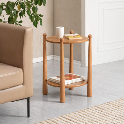 Pablo Solid Wood End Table with 2-Tier Storage