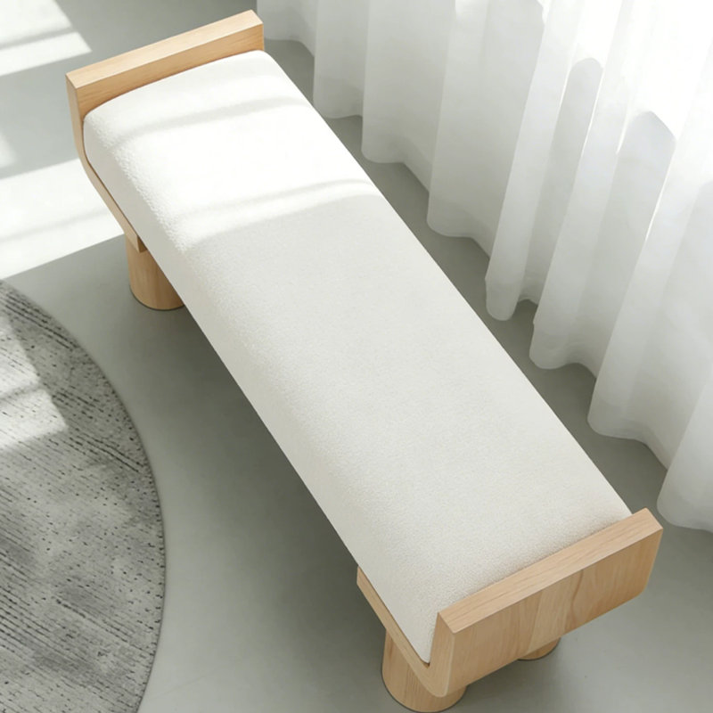 Banc rembourré blanc, H 19,69 po x L 47,24 po x P 17,72 po