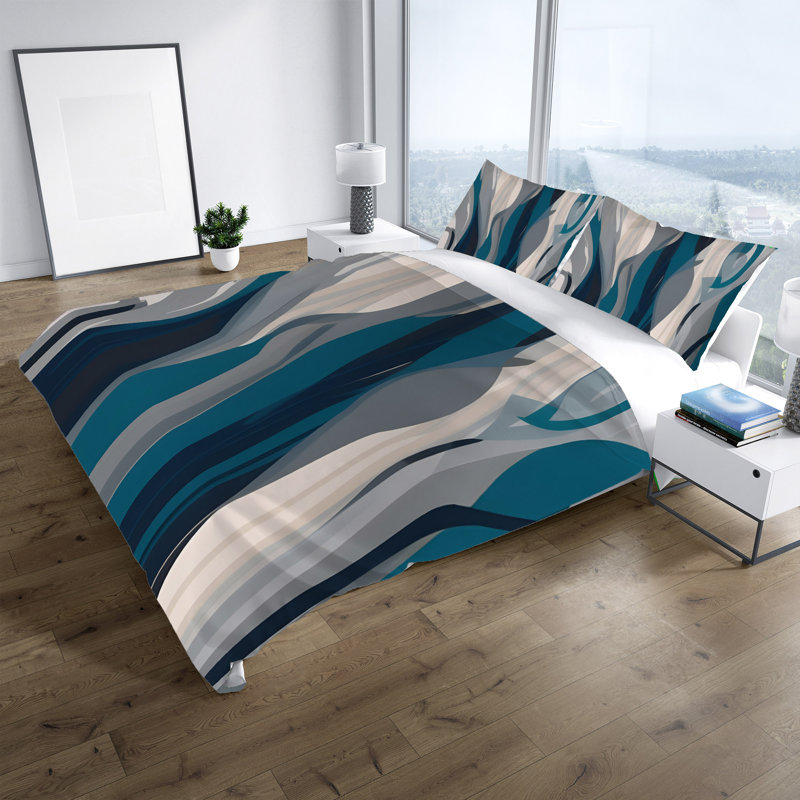 Polyester Abstract Duvet Cover, King Duvet Cover + 2 King Shams