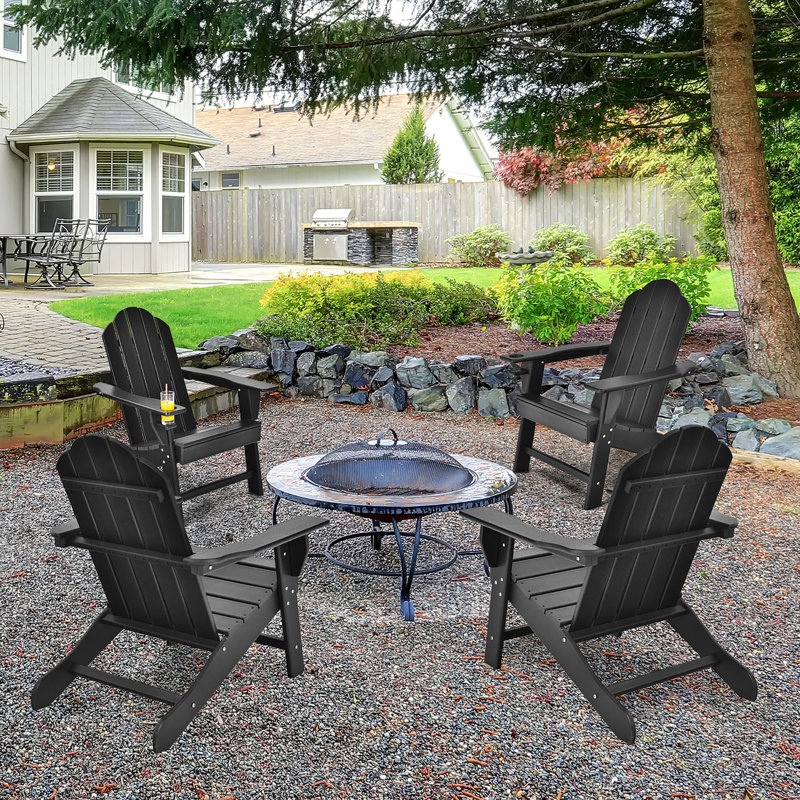 Chaise Adirondack en plastique Otego, Noir