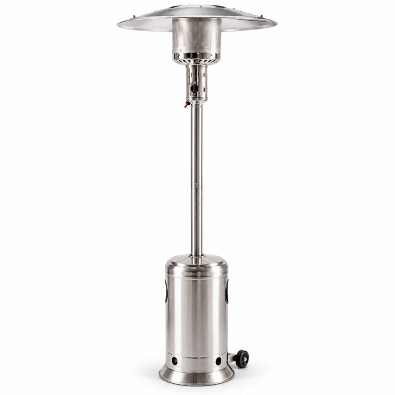 Chauffage de terrasse extérieur au propane en acier inoxydable de 47 000 BTU avec roues