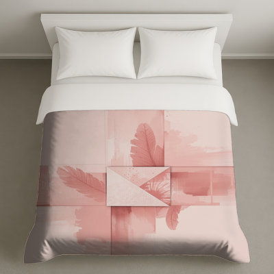 Housses de couette abstraites plumes roses