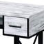 Bureau rectangulaire de style industriel avec plateau à clavier et rangement en blanc antique + tiroirs d'ordinateur noirs de style industriel, gris