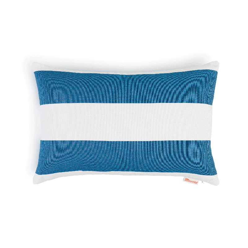 Housse de coussin rectangulaire intérieur / extérieur Sunbrella, Bleu / blanc