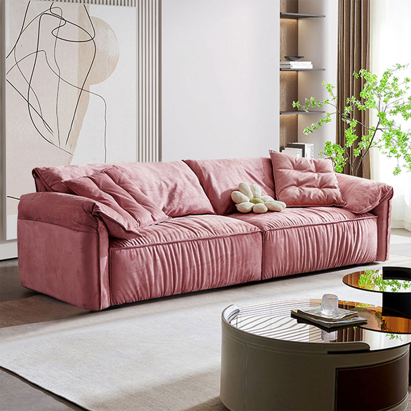 Causeuse-coussin modulaire en polyester rose, Rose