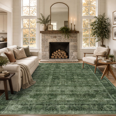 Tapis vert lavable pour salon