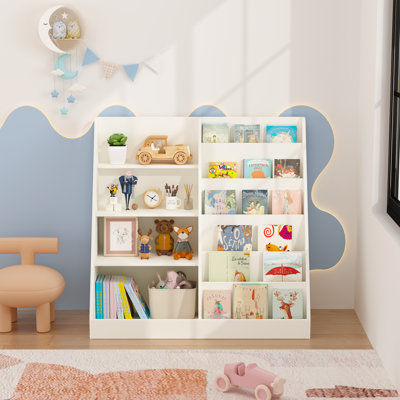Bibliothèque pour enfants et rangement pour jouets, étagère à livres multifonctionnelle en bois pour enfants avec présentoir dans la chambre de jeux pour enfants, enfants, tout-petits