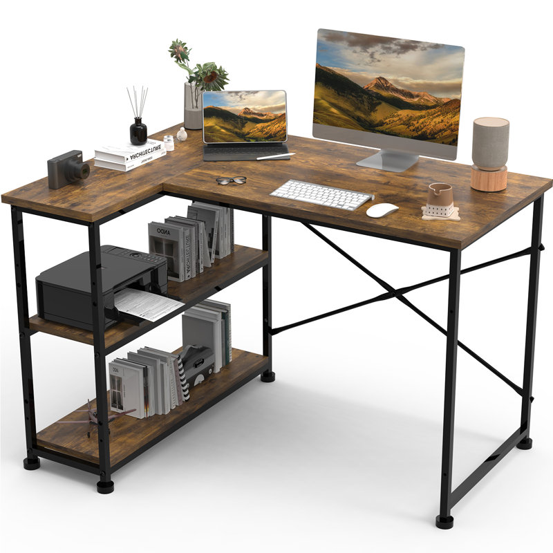 L-Shaped Metal Base Computer Desk