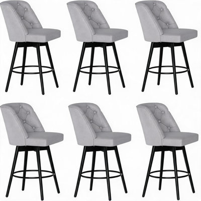 Ensemble de 6 tabourets de bar rotatifs modernes avec dossier